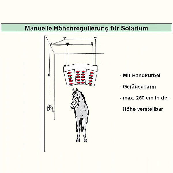 Hofmeister Manual Height Adjuster for Horse Solarium – Cable Winch with Hand Crank, Wall Mounted