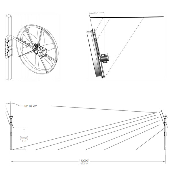 Royal de Boer Blast Fan 50″ Large-Space Barn Fan 400 V 1.1 kW – 39,711 m³/h, Ø 146 cm